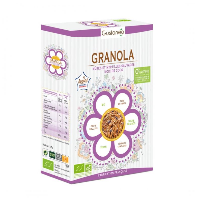 Granola Mûres Myrtilles & Noix de coco Bio