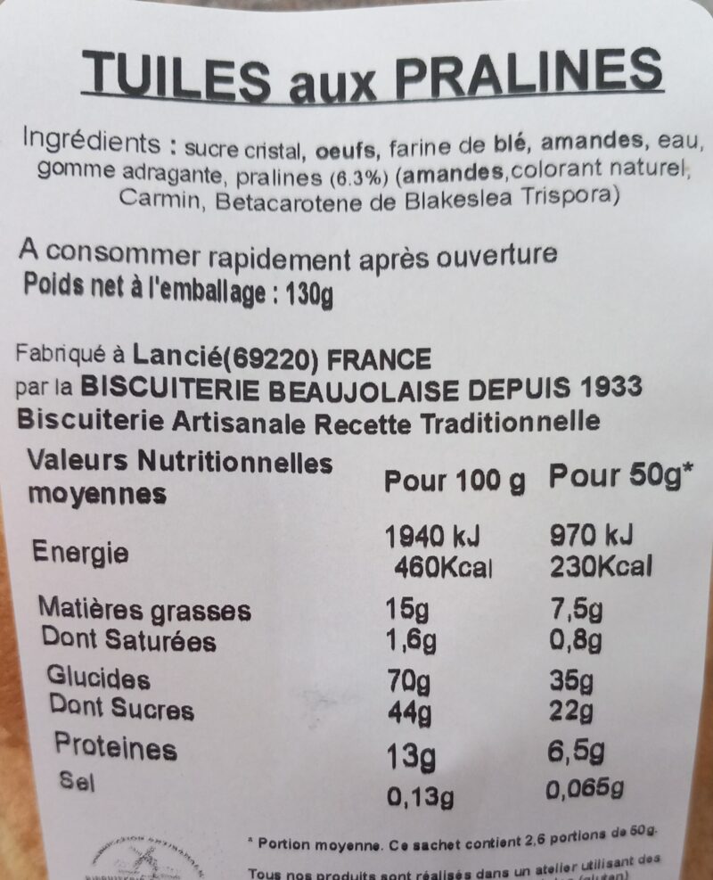 Tuiles à la Praline du Beaujolais – Image 3